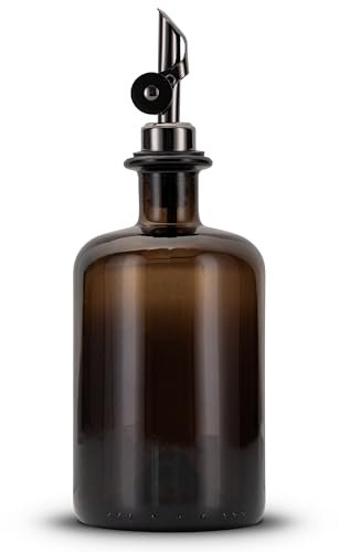 Koffs Design Ölflaschen zum Befüllen - Moderner Ölspender aus Braunglas mit Edelstahl Ausgießer – Spender für Öl und Essig - individuell bedruckbare Flaschen für jeden Inhalt - 500ml - Blanko