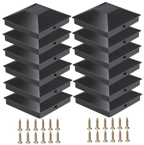 Cappucci per pali di recinzione 12 pezzi, tappi protettivi impermeabili in PP per pali 4x4 con viti di installazione, resistenti alle intemperie per recinzioni in legno, tappi per da esterno