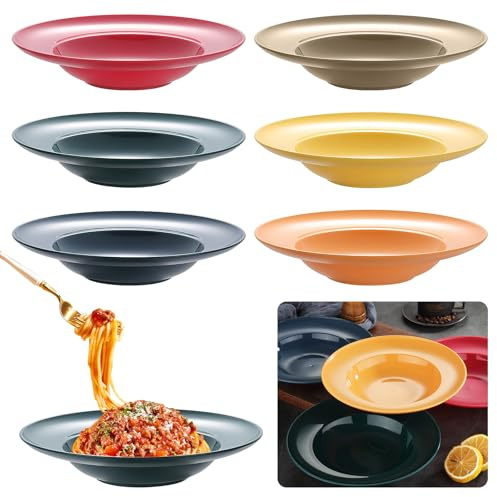 LEKEFETO 6 piatti fondi, piatti fondi, piatti piani, riutilizzabili, piatti profondi, piatti per pasta profonda, per tagliatelle, insalate, bistecche, adatti al microonde e lavabili in lavastoviglie