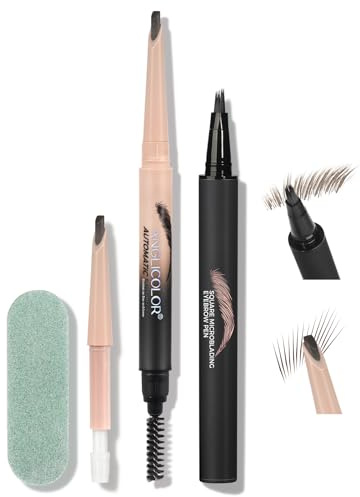 Anglicolor lapiz cejas,punta de pincel precisa para cejas naturales,similares al cabello,dura todo el día,fácil de teñir. (#02 Brown Set)
