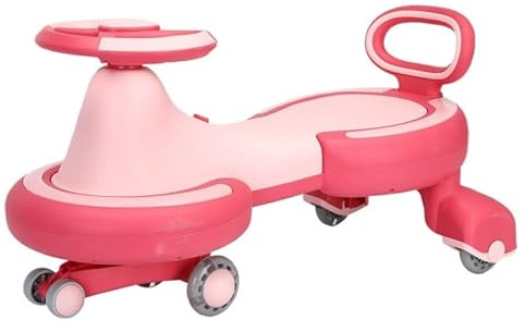 Voiture Porteur Enfant Voiture pivotante avec Roues Clignotantes à LED, Roue Universelle sans Engrenages ni pédales, Jouet à enfourcher for garçons et Filles Vélo-Trolley(Roze)