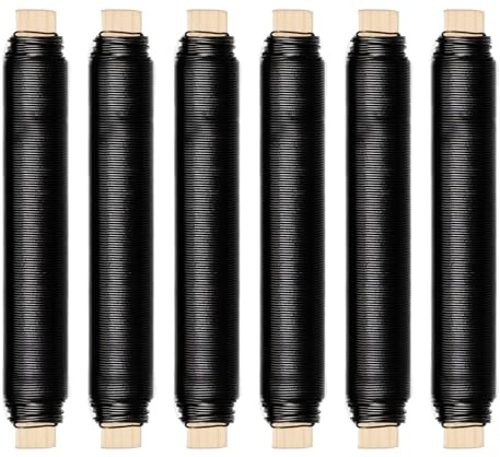 6 rollos de alambre para flores negro, 0,7 mm x 35 m, alambre enrollado en bobinas de madera, alambre para manualidades, alambre negro para fijación de coronas de flores y plantas, manualidades