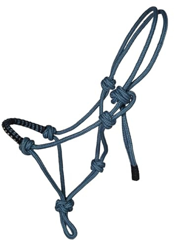 HKM Hobby Horsing Knotenhalfter mit Strasssteinen - Verstellbares Halfter für Steckenpferd – Realistisches Hobby Horse Zubehör für Kinder (Türkis)