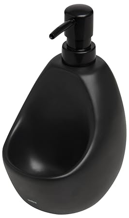 Umbra Joey, Matte Ceramic Liquid Soap Dispenser with Sponge Caddy, Ideal for Kitchen or Bathroom Use, Black