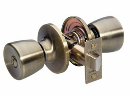 Master Lock TUO0305 Tulip Door Knob with Lock, Antique Brass