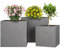 Pflanzwerk® Pflanzkübel Fiberglas Cube Grau 3er-Set 23cm + 28cm + 34cm *Frostbeständig* *UV-Schutz* *Qualitätsware*