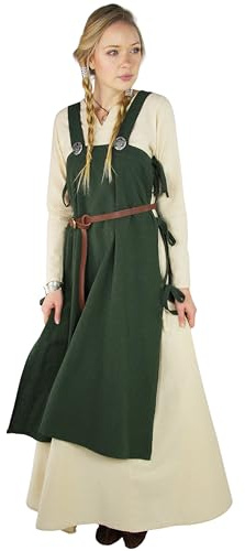 Leonardo Carbone® Damklänning, Hildegard, sidoband | karneval, halloween, cosplay, LARP, medeltida klänning, kostym, plagg | 100 % bomull