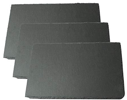 Lonovel Slate Cheese Board Natural Slate Cheese Plates for Kitchen Dining,Parties,Entertaining,8x12 Cheese Placemats Serving Tray for Cake,Fruit,Biscuit,Meat,Charcuterie Boards Set of 3