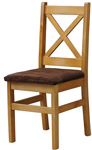 Stol, stoppstol, korsetstool, alder al, massiv furu, trä, ny restauran (brun)