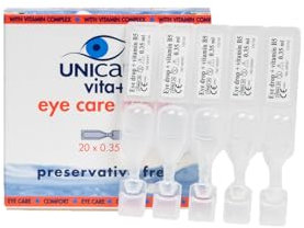 Unicare Vita+ Augenpflegetropfen | Einzeldosiseinheiten | 20 ml 3er-pack | Feuchtigkeitsspendende und beruhigende Formel ohne Konservierungsstoffe für trockene, empfindliche Augen