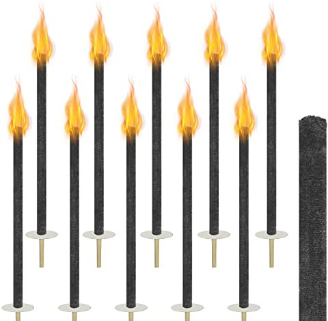 UISEBRT Torches à cire 25 pièces - Temps de combustion 100 minutes, cire naturelle Torches extérieures avec protège-mains, poignée extra-longue, pour enfants jardin randonnée nocturne