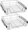 NAIZY 2x Teleskopschublade 60cm Breite Küchenschublade anwendbar Küchen Regal Silber aus Massiver Edelstahl Schrankauszug Küchenschrank (Tatsächliche Breite 57cm, 2 Stück)