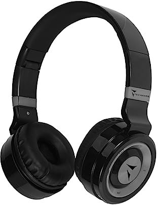 TECHMADE Cuffie Wireless Bluetooth 5.0, Pieghevoli Cuffie Over Ear Microfono Incorporato Suono Stereo HiFi Cuffie Over Ear, Per Viaggi PC Cellulare| FM Radio, SD Card Slot (max 32GB) (grigio)