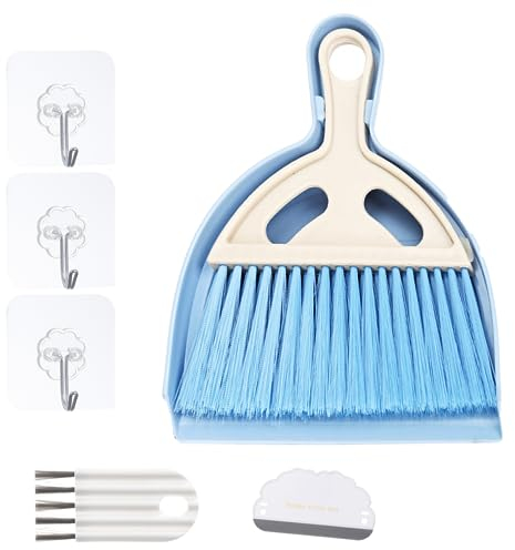 Kleines Besen und Kehrschaufel Reinigungsset, Tischbesen Handbesen Mit Schaufel, Mini Whisk Dustpan and Brush with Handle for Home Dining Table Cleaning or Camping Besen