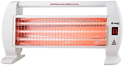 Estufa de Cuarzo Blanco 1200W Thinia Home | Radiador Eléctrico Barras de Cuarzo Horizontales | Bajo Consumo 3 Niveles de Potencia | Sensor Antivuelco