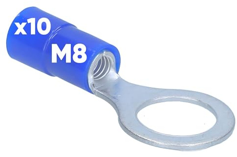 Kalitec 10x Capicorda ad Anello M8, 1,5-2,5 mm², Blu, Rame Isolato
