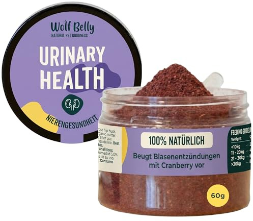 Wolf Belly - 100% Natural Urinary Supplement for Dogs and Cats (60 g) Reduces Cystitis and Infections, Cranberry Powder Rich in Vitamin C, Kidney Health for Seniors and Cats - Made in Europe