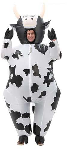 XAMOFAN Costume De Vache de Cochon Gonflable Déguisements Costume gonflable Cosplay Halloween Roleplay Party Holiday pour Adulte (White)