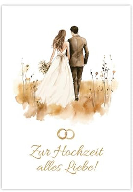 Hochzeitskarte (XXL -Format A4) Karte zur Hochzeit mit Umschlag Klappkarte große Grußkarte Glückwunschkarte zur Trauung Glückwunsche zur Hochzeit Braut und Bräutigam