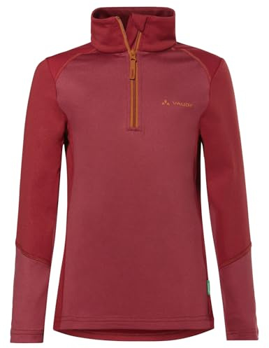 VAUDE Kinder Fleece Pullover Kids Livigno Halfzip, funktionaler und kuscheliger Fleecepulli, elastisch und atmungsaktiv, redeva, 98