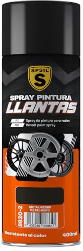 SPSIL Pintura en Spray para Llantas color Negro Satinado 400 ml- Devuelve su aspecto original - Protección EXTRA - Fácil de Aplicar