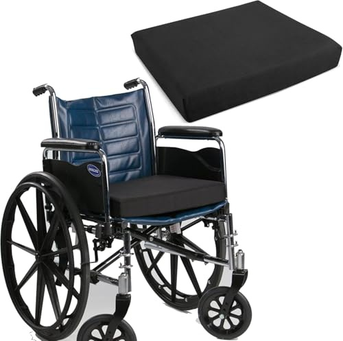 Pinkfairy Wheelchair Cushion - Seat Pad for Coccyx, Orthopedic Back Support, Sciatica & Tailbone Pain Relief - Waterproof Wheelchair Black Pressure Cushion Foam for Sores and Ulcers (17 x 19 x 4)