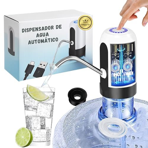 Dispensador de Agua Eléctrico. Dispensador Eléctrico para Garrafas de Agua Fría. Bomba de Agua. Grifo Eléctrico Portátil para Botellas. Dosificador con Adaptador. USB-C. 5.7L, 10L, 11.3L, 15L, 18.9L