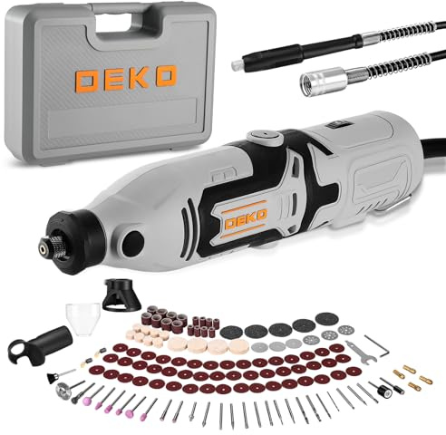 Power Rotary Tool Kit 170W: DEKOPRO 126pc Multi DIY Tool Kit for Wood/Metal - Mini Electric Sander/Drill Set with Flex Shaft for Carving, Cutting, Sanding, Grinding, Polishing, Engraving (Grey)