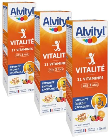 Alvityl - Solution buvable multivitaminée - 11 vitamines 100% des VNR - Dès 3 ans, goût fruité - 150mL (Lot de 3)