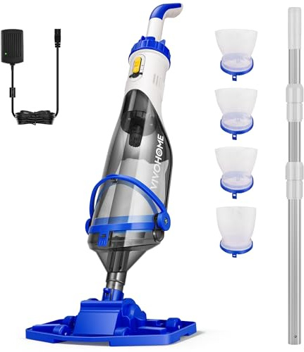 VIVOHOME 70LPM Aspiradora Piscina Inalámbrica Autónoma de 60 Minutos Limpiador Portátil para Piscina con Pértigas Telescópicas de 213cm Ideal para Piscinas Elevadas y Enterradas, Spas y Jacuzzis