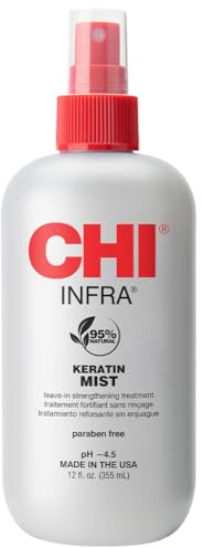 CHI Keratin Mist, Strengthening Hair Spray For Restoring Softness & Protecting Against Heat Damage, Paraben-free, 12 Oz