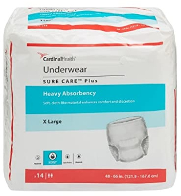 PT# 1625 PT# # 1625- Brief Incontinence Surecare XL 48-66 Blue 56/Ca by, Kendall Company