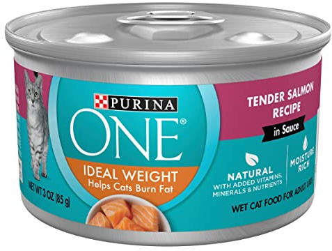 Purina ONE Natural Weight Control Wet Cat Food, Ideal Weight Tender Salmon Recipe - (24) 3 oz. Pull-Top Cans