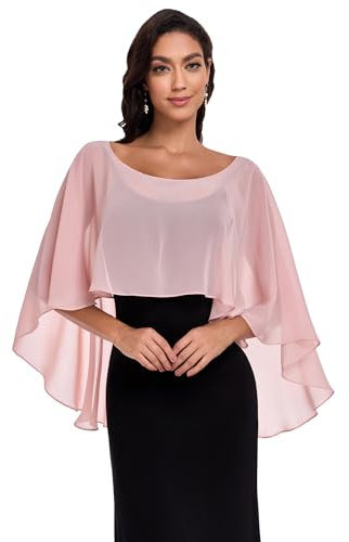 Pukguro Sheer Shawls and Wraps for Evening Chiffon Capes for Women Blush