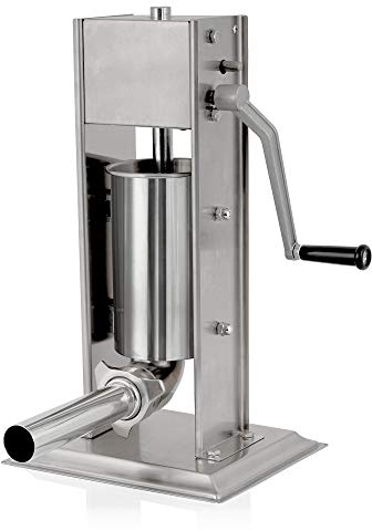 Zelsius | Macchina per riempire salsicce professionale in acciaio inox + quattro diversi tubi di riempimento | insaccatrice, pressa per salsicce, macchina con cambio a due velocità (2 Litro, argento)