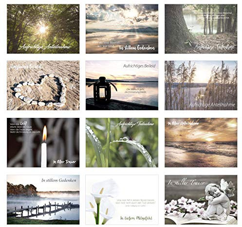 Edition Seidel Set 12 einfühlsame Premium-Trauerkarten/Beileidskarten mit Umschlag. Trauerkarte Beileidskarte mit Spruch (20579)
