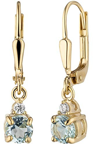Jobo Damen-Ohrringe hängend aus 8 Karat 333 Gold mit Blautopas und Zirkonia