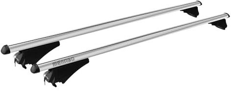 Menabo - Portabicicletas transversal compatible con VW Caddy IV 2021-2022 | Portabicicletas TÜV, portaequipajes de techo, portaequipajes de techo, portaequipajes de aluminio, 2 piezas, color plateado