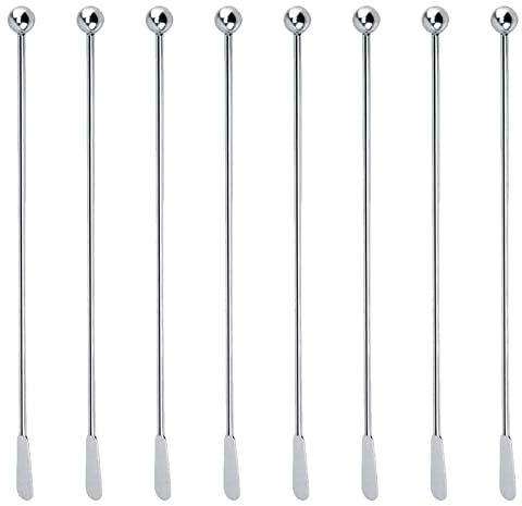 Edelstahl Cocktailstäbchen, Cocktail Stirrers, Swizzle Sticks, 8 Stück Rührstäbchen, Premium Edelstahl Cocktail GeträNke GeträNk RüHr Stab, Wiederverwendbare RüHr StäBchen für die Bar