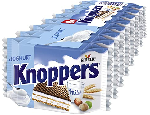 Knoppers Yaourt - 8 x 25g - Gaufres farcies avec crème de yaourt et garniture de crème de nougat