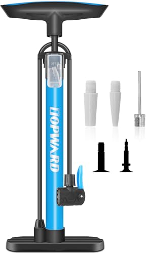 Topward Fahrradpumpe für alle Ventile, Standpumpe Fahrrad Mini Pumpe für Rennrad, Mountainbike, E-Bike - Luftpumpe für französisches Ventil, Auto-Ventil, DV, Ballpumpe - 11 Bar / 160 PSI Maximal druck
