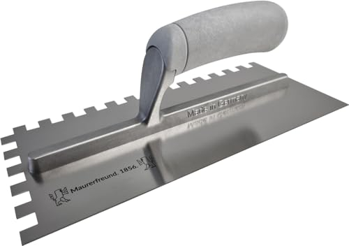 Maurerfreund, Cazzuola professionale Basic, extra lunga 250 mm, manico in plastica, 280 x 120 mm (dentatura 10 x 10 mm)