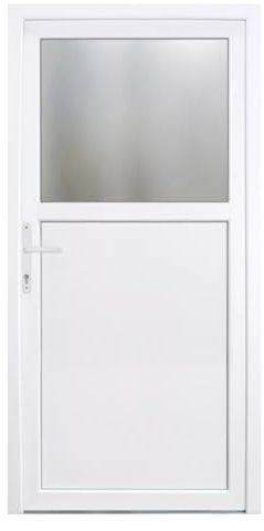HORI® Haustür Kellertür Kunststoff Nebeneingangstür Komplettset Hauseingangstür, vielseitig einsetzbar für Keller, Garage und Nebeneingang I Farbe: weiß I DIN links I Modell: Light I 210 x 100 cm