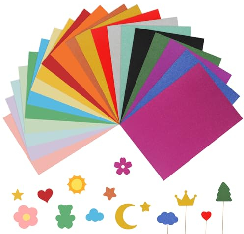 BELIHOME Glitzerpapier zum Basteln, 10 Stück Bunt Glitter Papier und 10 Stück Basteln Papier Bunt, 10 Farben A4 250g/m² Buntpapier, Glitzerpapier A4 Papier Tonpapier Bunt Bastelkarton Für DIY