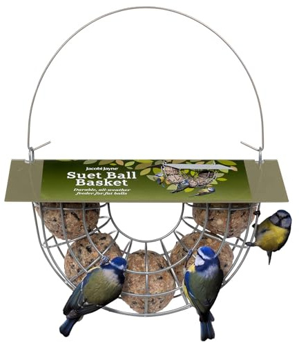Jacobi Jayne - Comedero para 5 Bolas de Grasa para Aves Silvestres y Soporte para Bolas de sebo