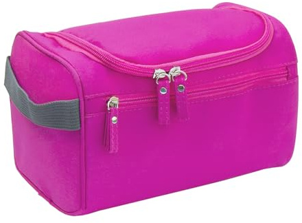 ONEGenug Borsa da toilette da appendere per uomini e donne, borsa da viaggio per il lavaggio, borsa per cosmetici e trucco, organizer per oggetti essenziali da viaggio con manico, Rosa