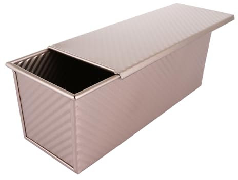 LOPYXBR Stampo per pane tostato con coperchio, 1000 g, con coperchio in acciaio al carbonio, 32 x 12 x 11,5 cm, antiaderente per pane e pane