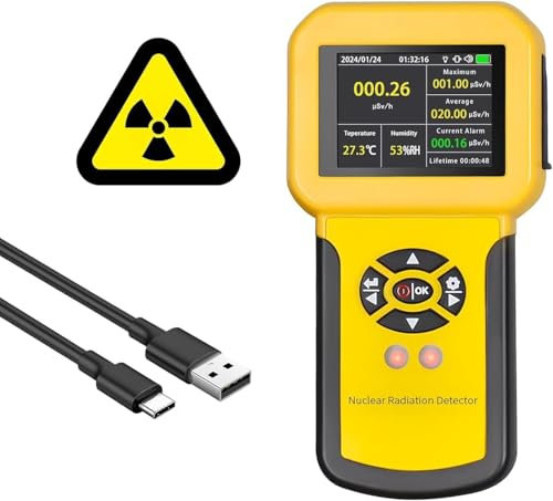 Contador Geiger Nuclear Detector de radiaciones Contador Geiger-Müller para medir la Intensidad de Las radiaciones ionizantes partículas Beta, Rayos Gamma y Rayos X, Pantalla LCD ajustes de Alarma
