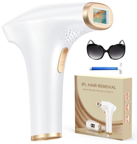 Haarlosy IPL Laser Hair Removal Device with 3-in-1, Faster, Salon Quality Result, at Home IPL Laser Hair Remover Machine for Women and Men, Face, Bikini Line, Body, Leg, Armpit, 9 Level, White Gold