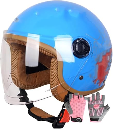 Casque De Moto pour Enfants, Casquette De Crâne pour Garçons Et Filles De 2 À 14 Ans, Demi-Casque De Type Araignée Cool pour Enfants, Casque De Kart, De VTT, De Scooter Y,48-54cm